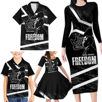South Africa Freedom Day Family Matching Long Sleeve Bodycon Dress and Hawaiian Shirt Nelson Mandela With Map