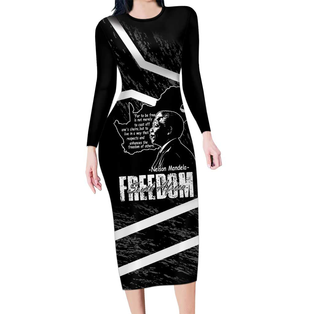 South Africa Freedom Day Family Matching Long Sleeve Bodycon Dress and Hawaiian Shirt Nelson Mandela With Map