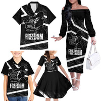 South Africa Freedom Day Family Matching Off The Shoulder Long Sleeve Dress and Hawaiian Shirt Nelson Mandela With Map