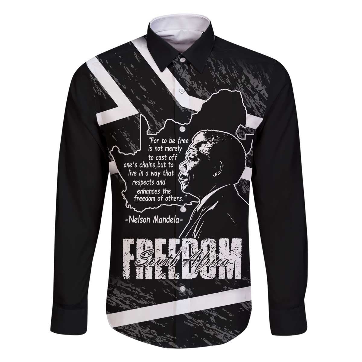 South Africa Freedom Day Family Matching Off The Shoulder Long Sleeve Dress and Hawaiian Shirt Nelson Mandela With Map