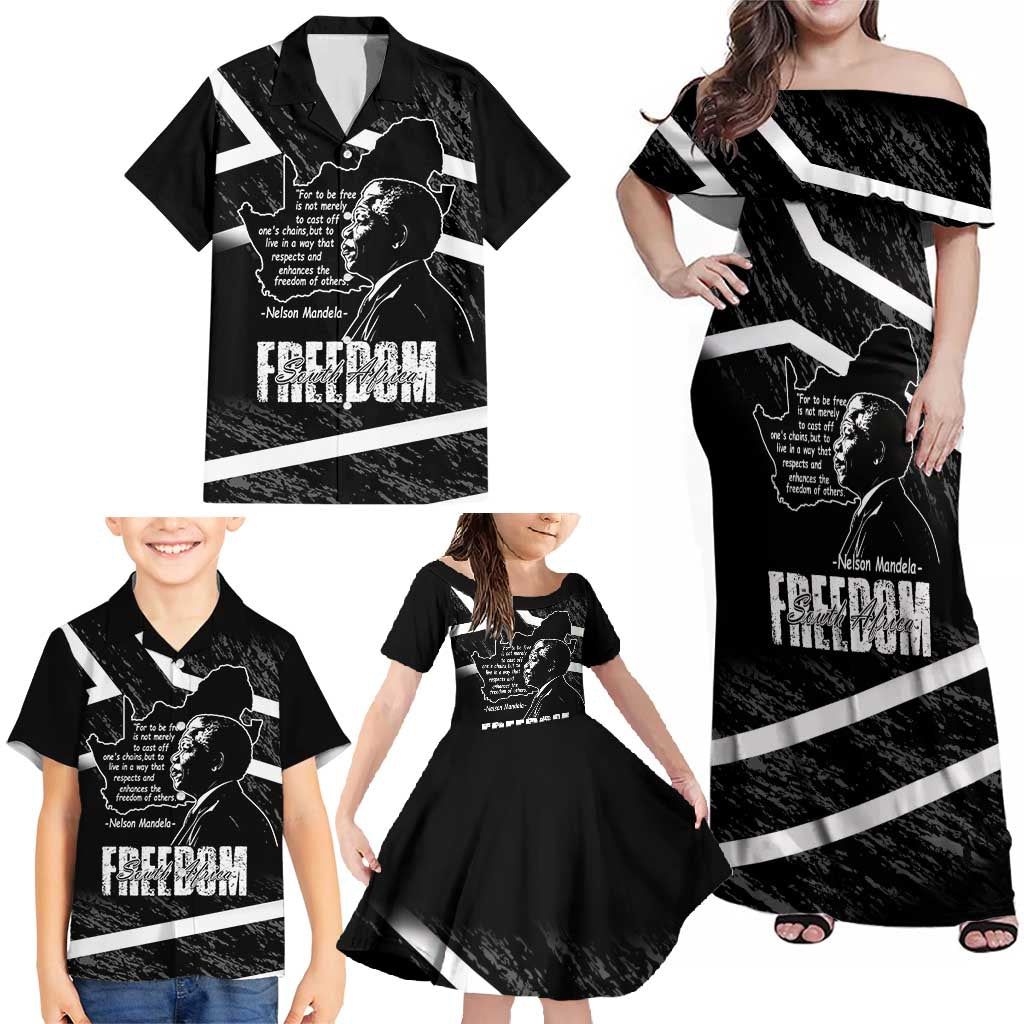 South Africa Freedom Day Family Matching Off Shoulder Maxi Dress and Hawaiian Shirt Nelson Mandela With Map
