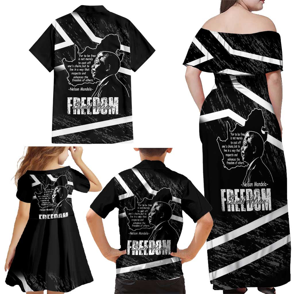 South Africa Freedom Day Family Matching Off Shoulder Maxi Dress and Hawaiian Shirt Nelson Mandela With Map