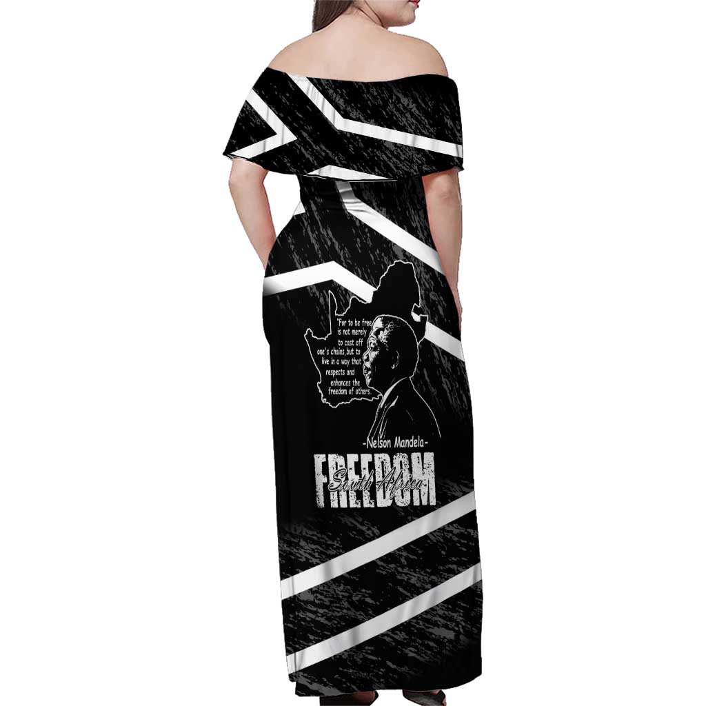South Africa Freedom Day Family Matching Off Shoulder Maxi Dress and Hawaiian Shirt Nelson Mandela With Map