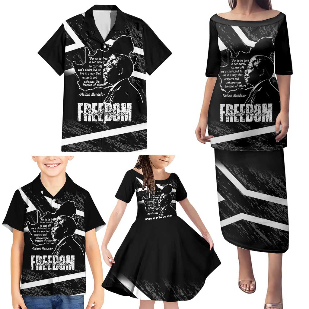 South Africa Freedom Day Family Matching Puletasi and Hawaiian Shirt Nelson Mandela With Map