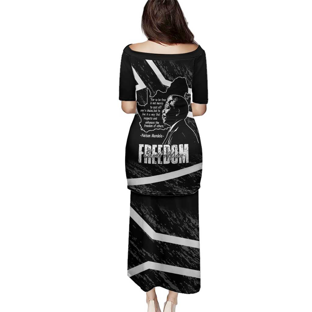South Africa Freedom Day Family Matching Puletasi and Hawaiian Shirt Nelson Mandela With Map