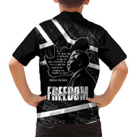 South Africa Freedom Day Family Matching Short Sleeve Bodycon Dress and Hawaiian Shirt Nelson Mandela With Map