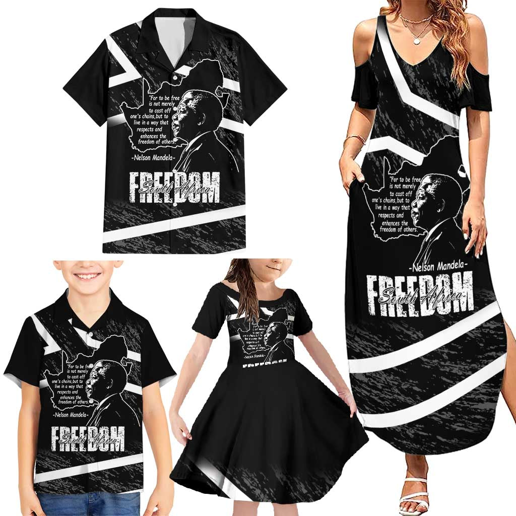 South Africa Freedom Day Family Matching Summer Maxi Dress and Hawaiian Shirt Nelson Mandela With Map