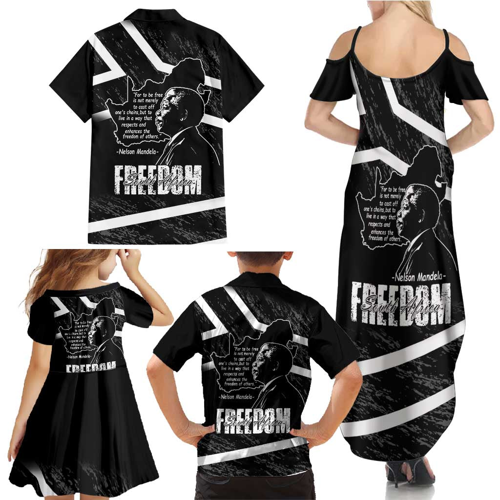 South Africa Freedom Day Family Matching Summer Maxi Dress and Hawaiian Shirt Nelson Mandela With Map