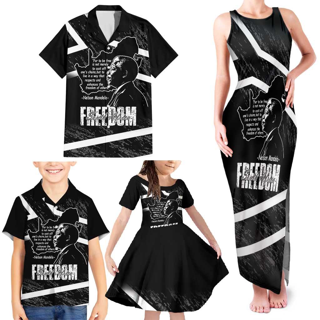 South Africa Freedom Day Family Matching Tank Maxi Dress and Hawaiian Shirt Nelson Mandela With Map