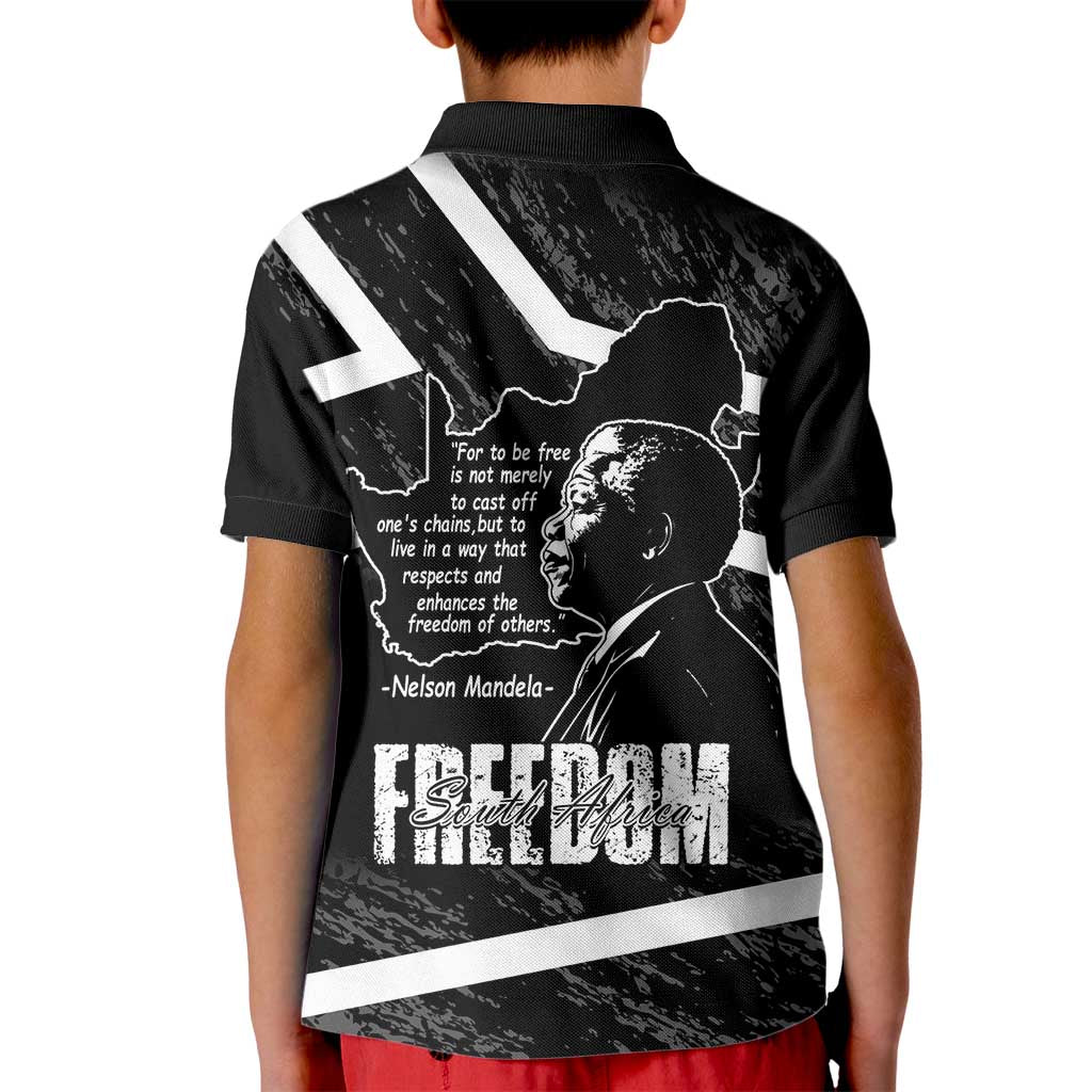South Africa Freedom Day Kid Polo Shirt Nelson Mandela With Map