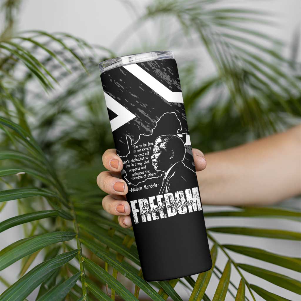 South Africa Freedom Day Skinny Tumbler Nelson Mandela With Map