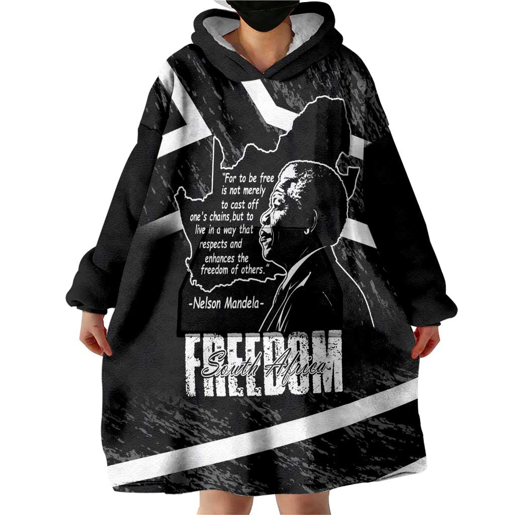 South Africa Freedom Day Wearable Blanket Hoodie Nelson Mandela With Map