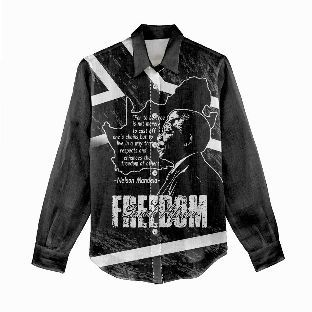 South Africa Freedom Day Women Casual Shirt Nelson Mandela With Map