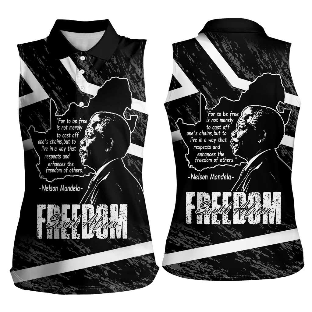 South Africa Freedom Day Women Sleeveless Polo Shirt Nelson Mandela With Map