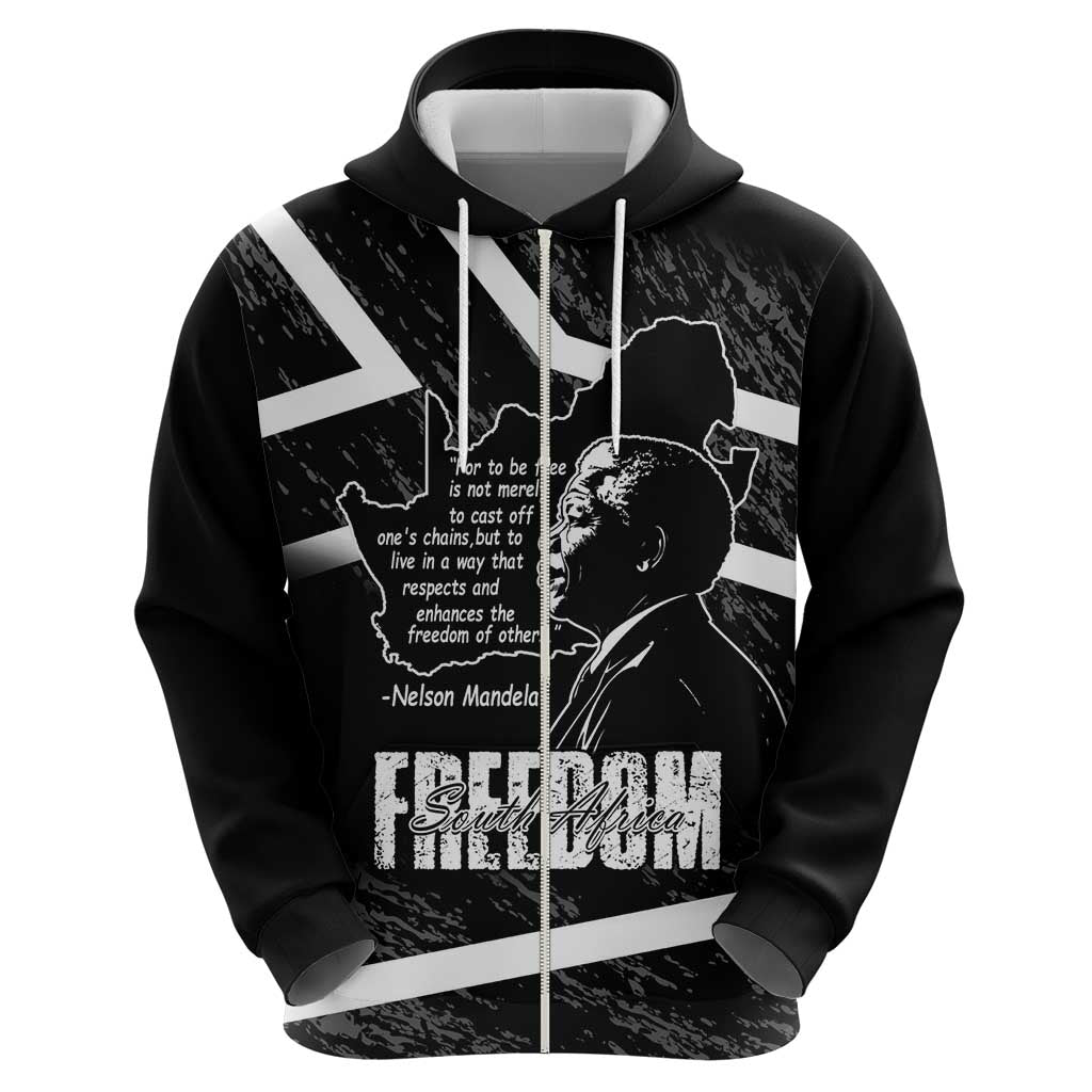 South Africa Freedom Day Zip Hoodie Nelson Mandela With Map