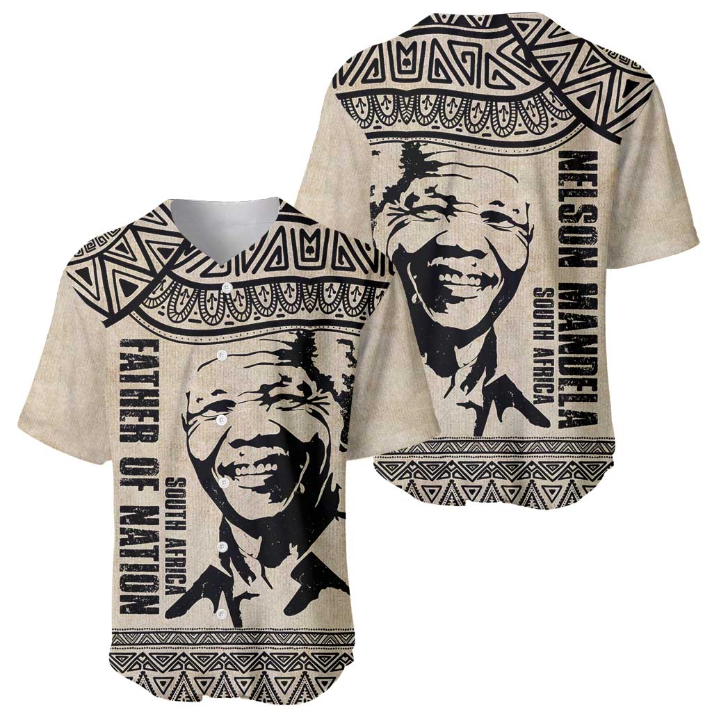 South Africa Nelson Mandela - Father Of Nation Baseball Jersey Vintage African Pattern