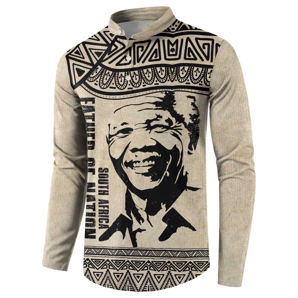 South Africa Nelson Mandela - Father Of Nation Button Sweatshirt Vintage African Pattern