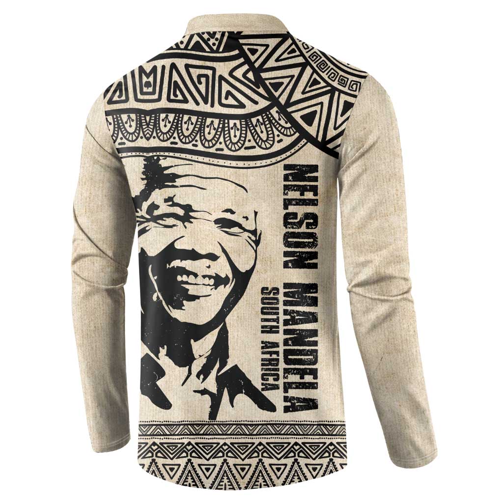 South Africa Nelson Mandela - Father Of Nation Button Sweatshirt Vintage African Pattern