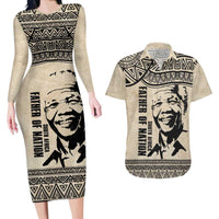 South Africa Nelson Mandela - Father Of Nation Couples Matching Long Sleeve Bodycon Dress and Hawaiian Shirt Vintage African Pattern