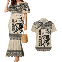 South Africa Nelson Mandela - Father Of Nation Couples Matching Mermaid Dress and Hawaiian Shirt Vintage African Pattern