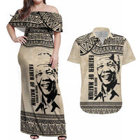 South Africa Nelson Mandela - Father Of Nation Couples Matching Off Shoulder Maxi Dress and Hawaiian Shirt Vintage African Pattern