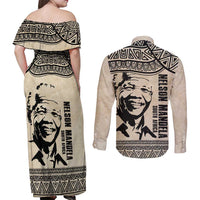 South Africa Nelson Mandela - Father Of Nation Couples Matching Off Shoulder Maxi Dress and Long Sleeve Button Shirt Vintage African Pattern