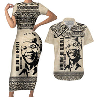 South Africa Nelson Mandela - Father Of Nation Couples Matching Short Sleeve Bodycon Dress and Hawaiian Shirt Vintage African Pattern