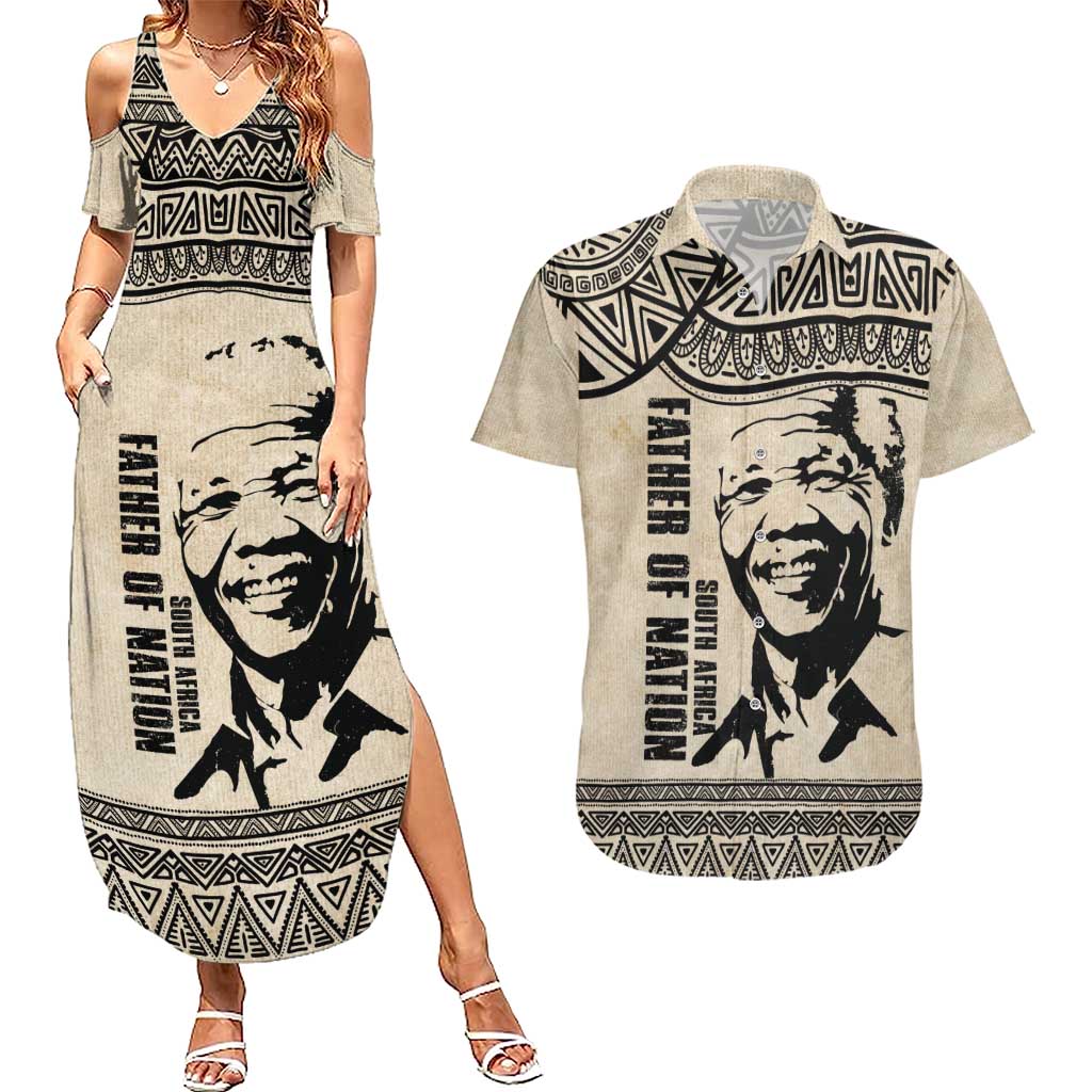 South Africa Nelson Mandela - Father Of Nation Couples Matching Summer Maxi Dress and Hawaiian Shirt Vintage African Pattern