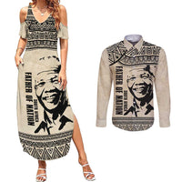 South Africa Nelson Mandela - Father Of Nation Couples Matching Summer Maxi Dress and Long Sleeve Button Shirt Vintage African Pattern