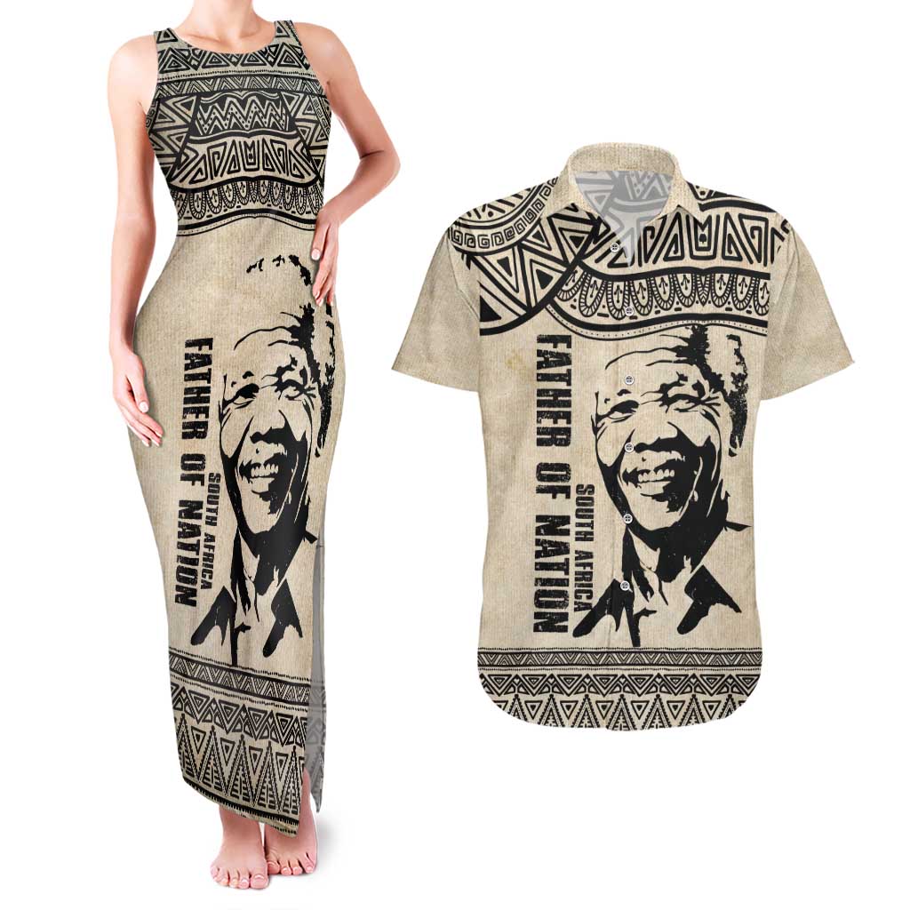 South Africa Nelson Mandela - Father Of Nation Couples Matching Tank Maxi Dress and Hawaiian Shirt Vintage African Pattern