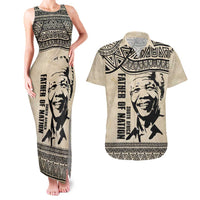 South Africa Nelson Mandela - Father Of Nation Couples Matching Tank Maxi Dress and Hawaiian Shirt Vintage African Pattern