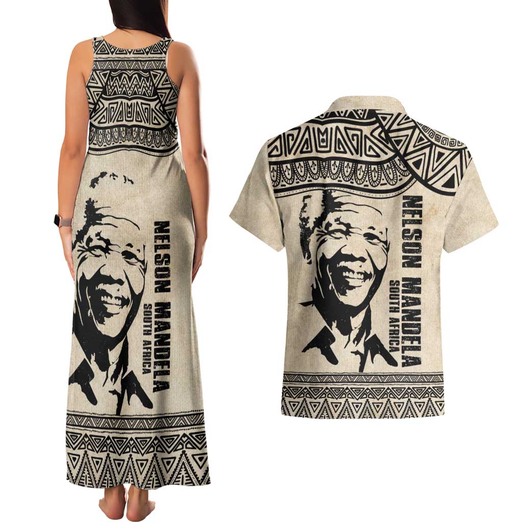 South Africa Nelson Mandela - Father Of Nation Couples Matching Tank Maxi Dress and Hawaiian Shirt Vintage African Pattern
