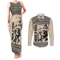 South Africa Nelson Mandela - Father Of Nation Couples Matching Tank Maxi Dress and Long Sleeve Button Shirt Vintage African Pattern