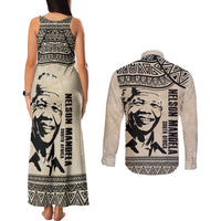 South Africa Nelson Mandela - Father Of Nation Couples Matching Tank Maxi Dress and Long Sleeve Button Shirt Vintage African Pattern