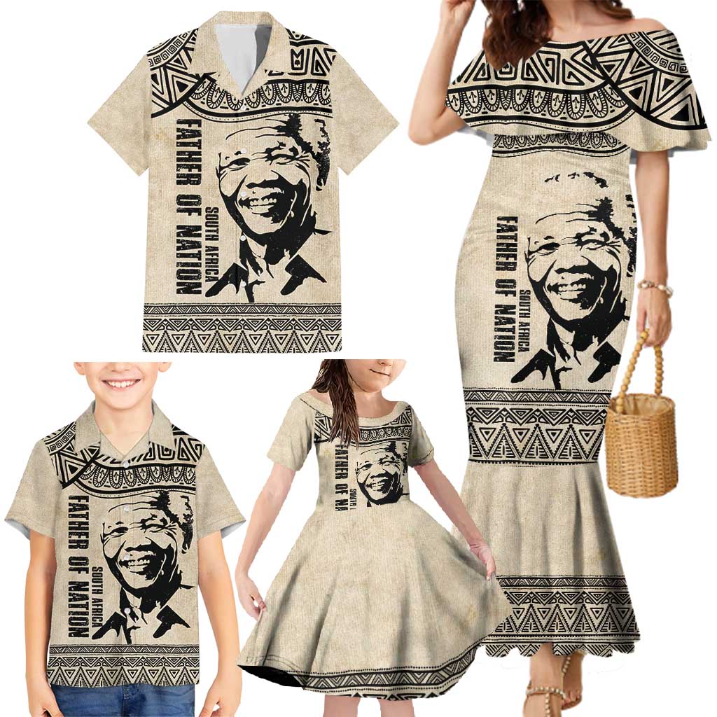 South Africa Nelson Mandela - Father Of Nation Family Matching Mermaid Dress and Hawaiian Shirt Vintage African Pattern