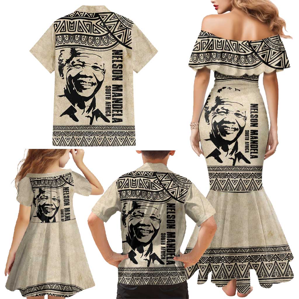 South Africa Nelson Mandela - Father Of Nation Family Matching Mermaid Dress and Hawaiian Shirt Vintage African Pattern