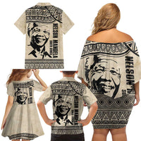 South Africa Nelson Mandela - Father Of Nation Family Matching Off Shoulder Short Dress and Hawaiian Shirt Vintage African Pattern