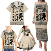 South Africa Nelson Mandela - Father Of Nation Family Matching Puletasi and Hawaiian Shirt Vintage African Pattern