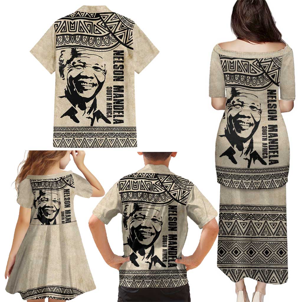 South Africa Nelson Mandela - Father Of Nation Family Matching Puletasi and Hawaiian Shirt Vintage African Pattern