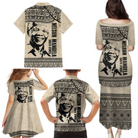 South Africa Nelson Mandela - Father Of Nation Family Matching Puletasi and Hawaiian Shirt Vintage African Pattern
