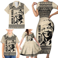 South Africa Nelson Mandela - Father Of Nation Family Matching Short Sleeve Bodycon Dress and Hawaiian Shirt Vintage African Pattern