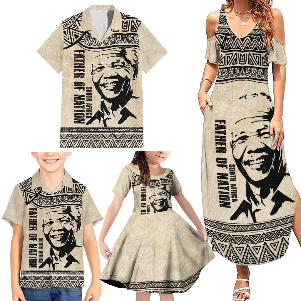 South Africa Nelson Mandela - Father Of Nation Family Matching Summer Maxi Dress and Hawaiian Shirt Vintage African Pattern