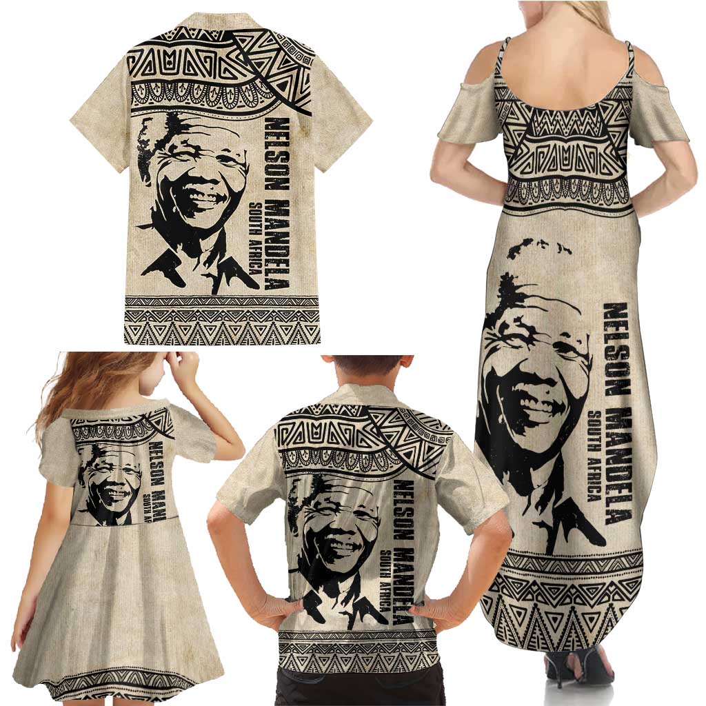 South Africa Nelson Mandela - Father Of Nation Family Matching Summer Maxi Dress and Hawaiian Shirt Vintage African Pattern