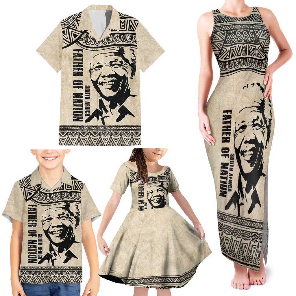 South Africa Nelson Mandela - Father Of Nation Family Matching Tank Maxi Dress and Hawaiian Shirt Vintage African Pattern