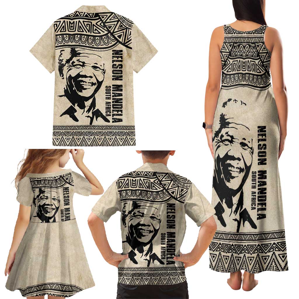South Africa Nelson Mandela - Father Of Nation Family Matching Tank Maxi Dress and Hawaiian Shirt Vintage African Pattern