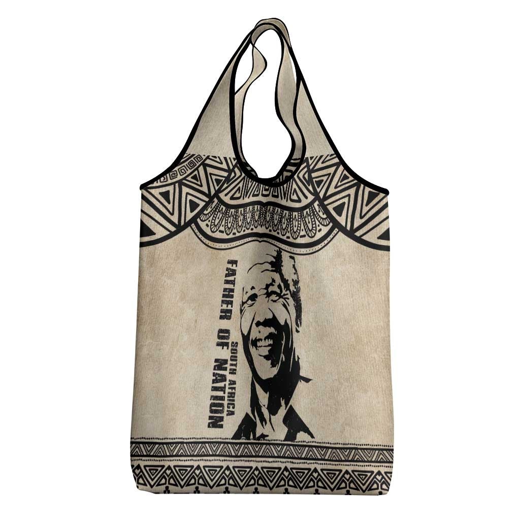 South Africa Nelson Mandela - Father Of Nation Grocery Bag Vintage African Pattern