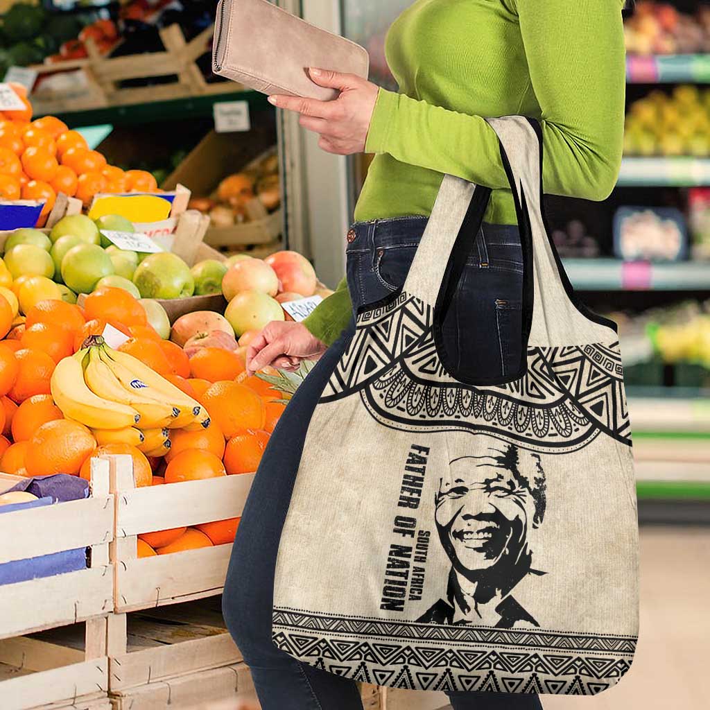 South Africa Nelson Mandela - Father Of Nation Grocery Bag Vintage African Pattern