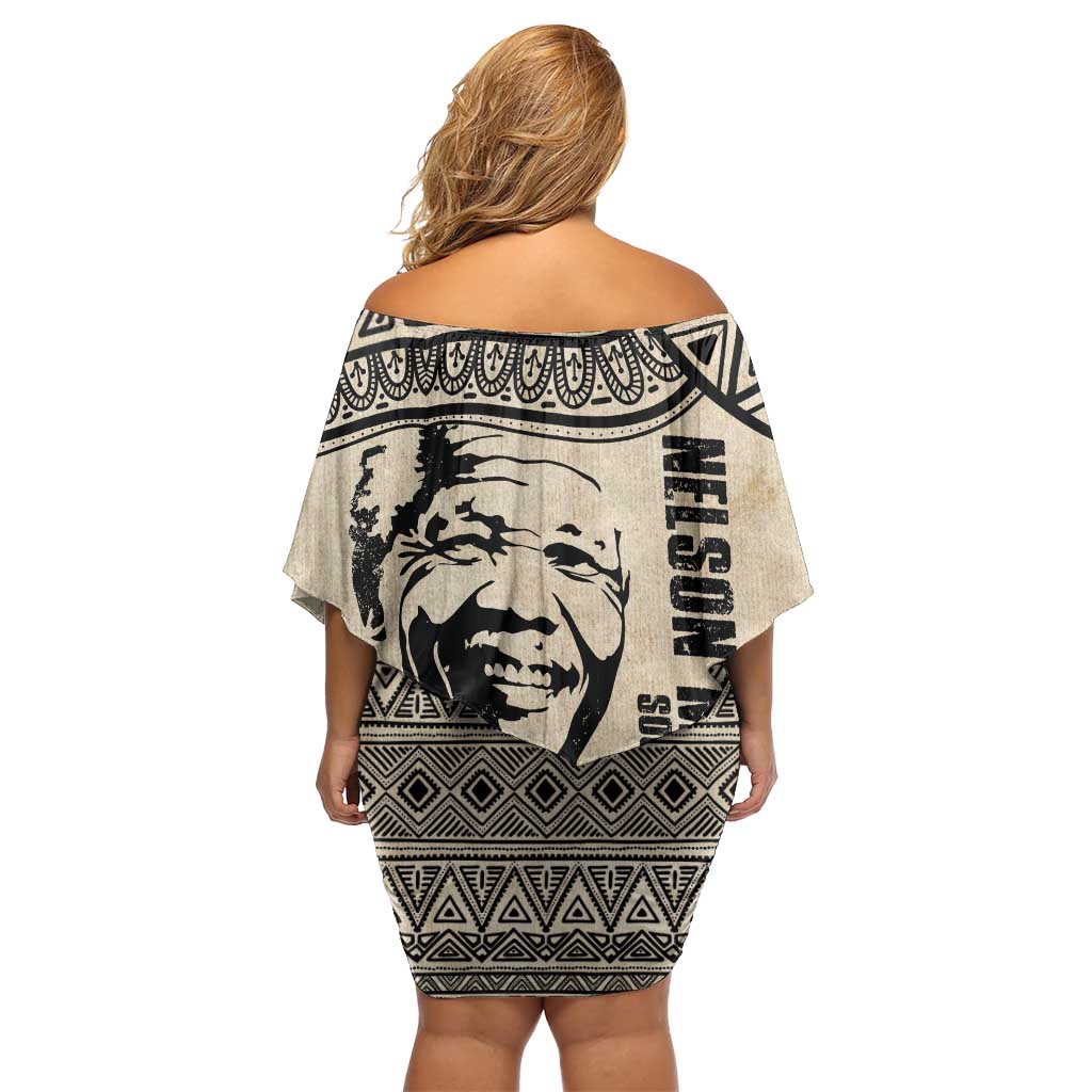 South Africa Nelson Mandela - Father Of Nation Off Shoulder Short Dress Vintage African Pattern