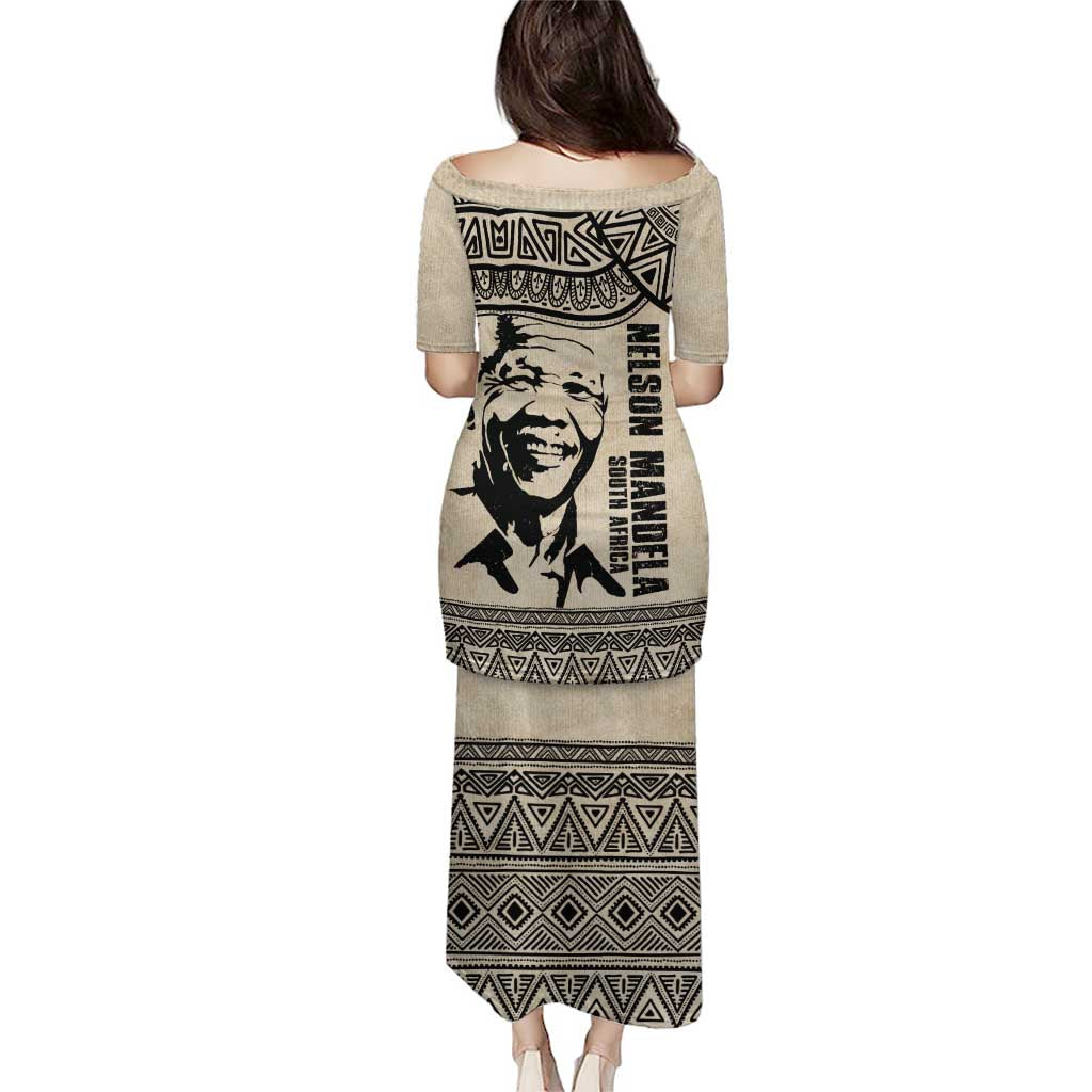South Africa Nelson Mandela - Father Of Nation Puletasi Vintage African Pattern