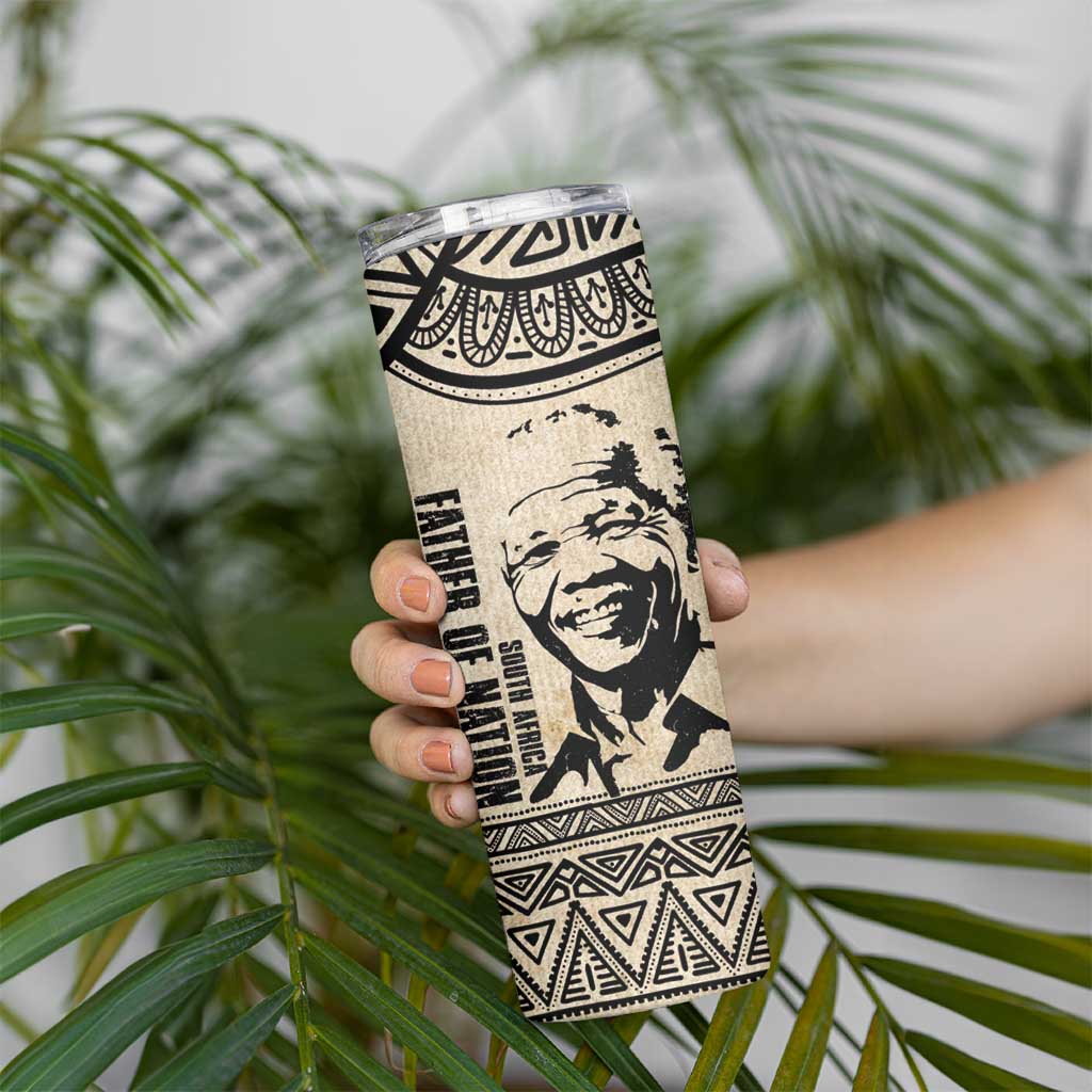South Africa Nelson Mandela - Father Of Nation Skinny Tumbler Vintage African Pattern